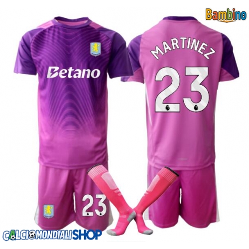 Maglie da calcio Aston Villa Emiliano Martinez #23 Portiere Terza Maglia Bambino 2025-26 Manica Corta + Pantaloni corti)